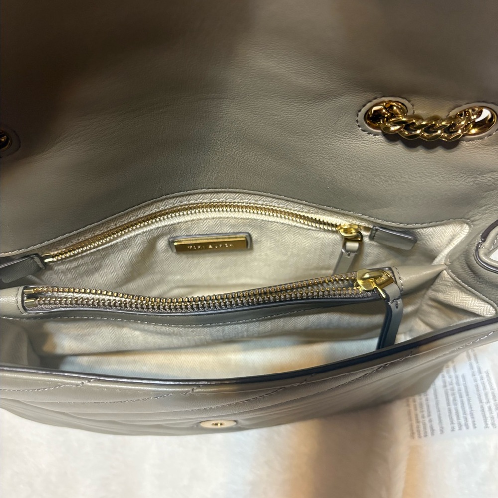 Tory Burch Quilted Gray Shoulder Bag - Picture 4 of 7